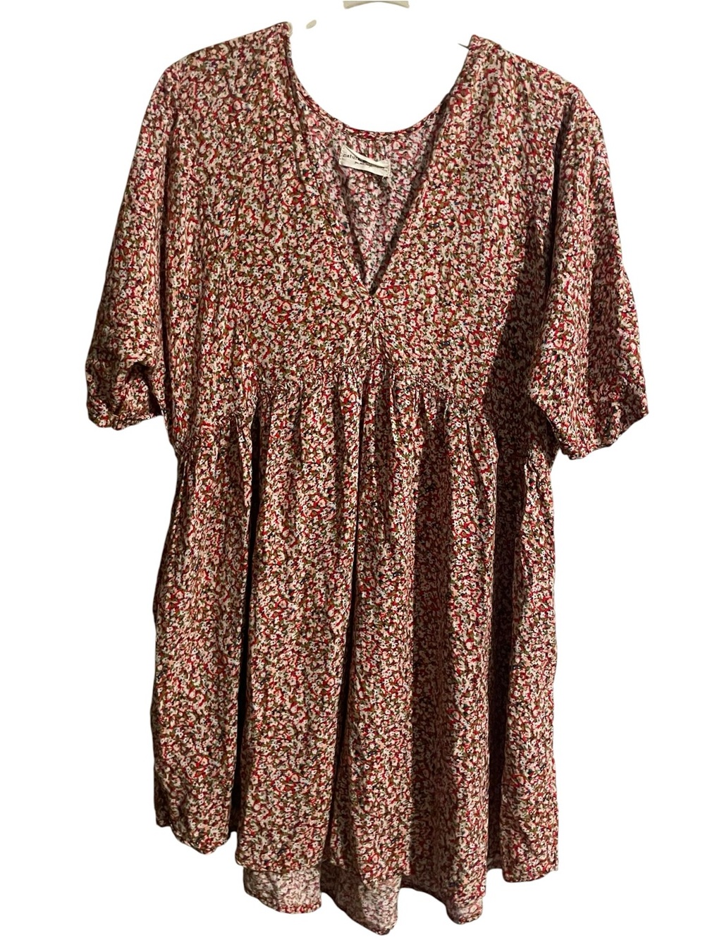 NATURAL LIFE Stella Floral Print Rayon Mini Dress w/ Pockets Womens Size M